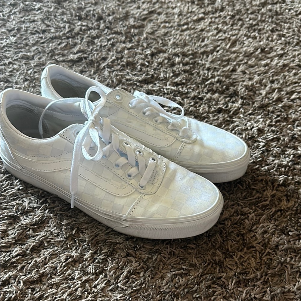 Vans White Checkered Sneakers